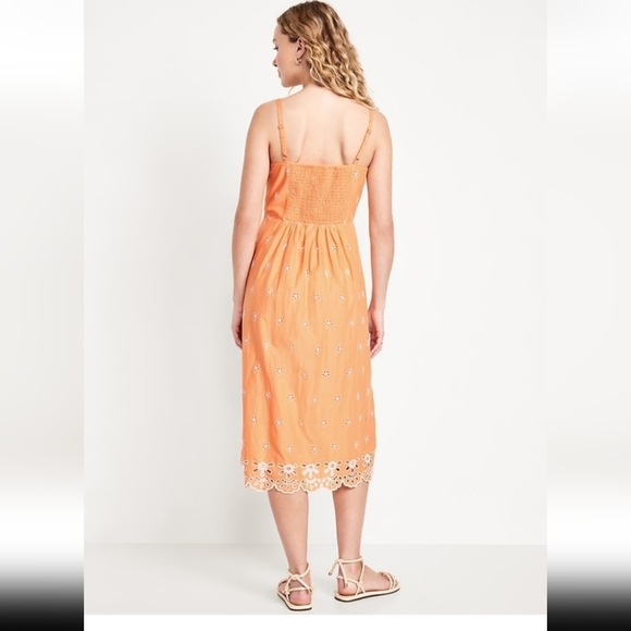 Old Navy Fit & Flare Blossom Petal Eyelet Midi Dress  Cotton Sleeveless NWT MED - Picture 4 of 9